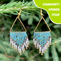 Beaded Seafoam Mini Fringe Earrings by OceanLoverJen (Indigenous Artist) - Community Corner Item!