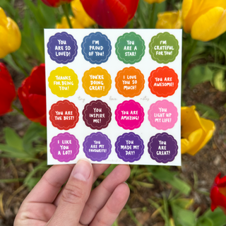 Tiny Love Notes Rainbow Sticker Sheet - Vinyl - FREE SHIPPING