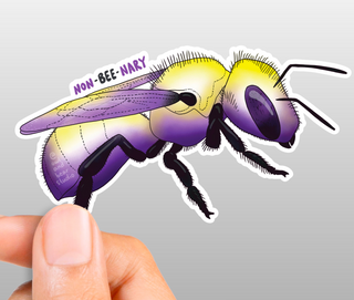 Non-Bee-Nary Sticker - Eco Vinyl - Bee NonBinary Pride (FREE SHIPPING)