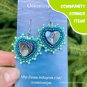 Beaded Abalone Heart Earrings by OceanLoverJen (Indigenous Artist) - Community Corner Item!