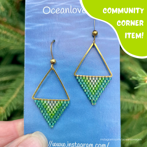 Beaded Mini Triangle Earrings by OceanLoverJen (Indigenous Artist) - Community Corner Item!