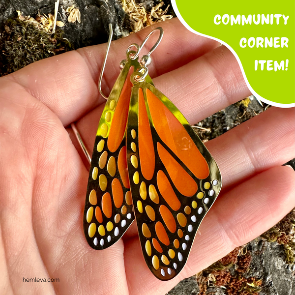 Butterfly Wing Earrings by Hemleva (Gold-Plated) - Community Corner Item!