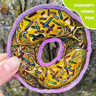 Glitter Banana Slug Donut!!! Vinyl Sticker by Emily Poole - Community Corner Item! - FREE SHIPPING