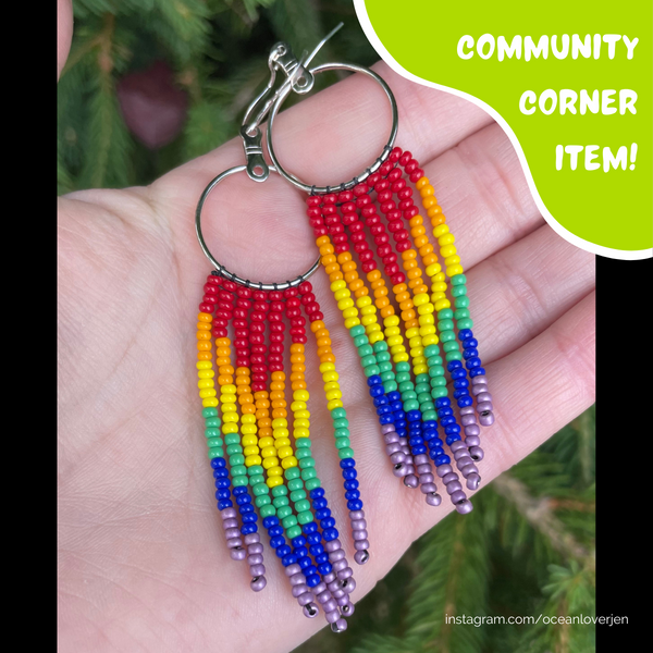 Beaded rainbow earrings discount