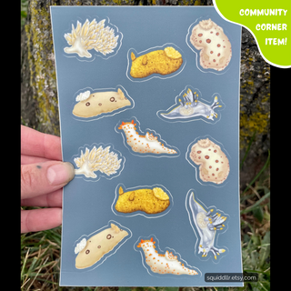 Nudibranch Sticker Sheet by Squiddllr (12 Stickers!) - Community Corner Item! - FREE SHIPPING
