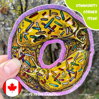 Glitter Banana Slug Donut!!! Vinyl Sticker by Emily Poole - Community Corner Item! - FREE SHIPPING