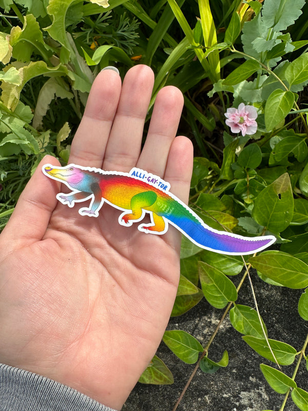 Alli-Gay-Tor Sticker - Eco Vinyl - Alligator Gay 2SLBTQIA+ Progress Pride (FREE SHIPPING)