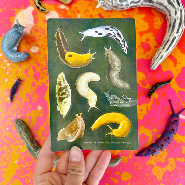 Banana Slugs Sticker Sheet (Paper) - Recyclable! - FREE SHIPPING