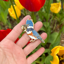 Belted Kingfisher Enamel Pin - 25% to Charity!