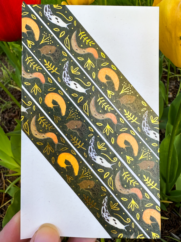 Banana Slug Washi Tape! (Gold Foil) - Eco Friendly - Made from Wood Pulp!