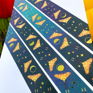 Comet Moth Washi Tape! (Gold Foil) - Madagascar Moon Moth - Eco Friendly - Made from Wood Pulp!