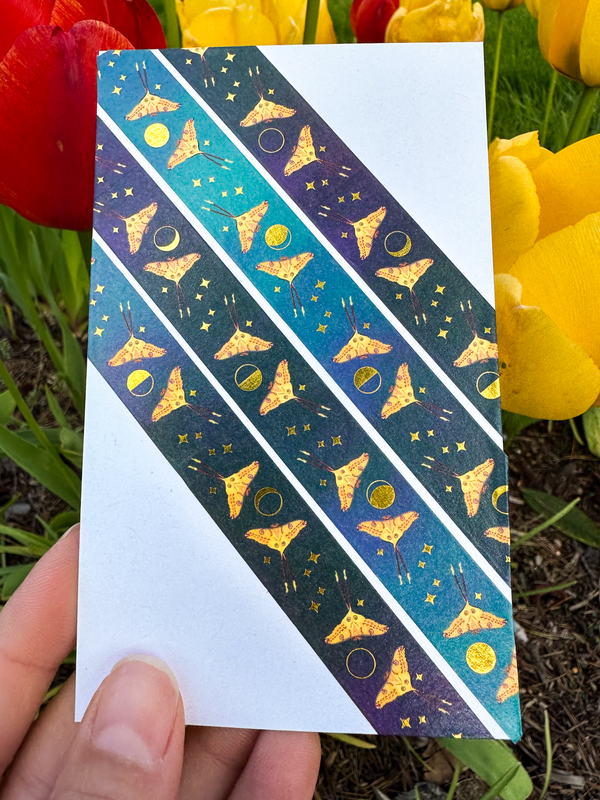 Comet Moth Washi Tape! (Gold Foil) - Madagascar Moon Moth - Eco Friendly - Made from Wood Pulp!