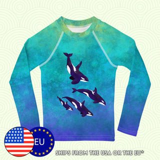Kids/Youth Rash Guard - Orcas - FREE SHIPPING