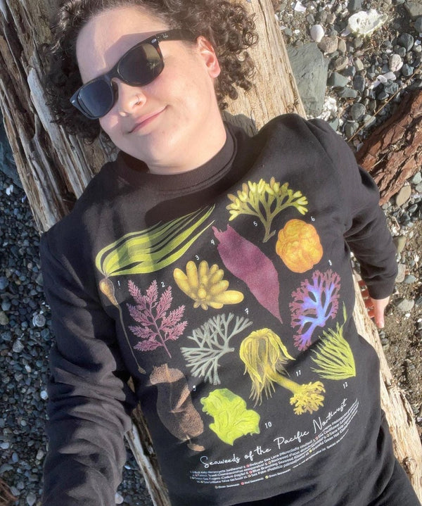 Seaweeds of the Pacific Northwest Crew Sweatshirt (XS-5XL) - 100% Cotton! - Masc & Femme Styles - Eco Friendly