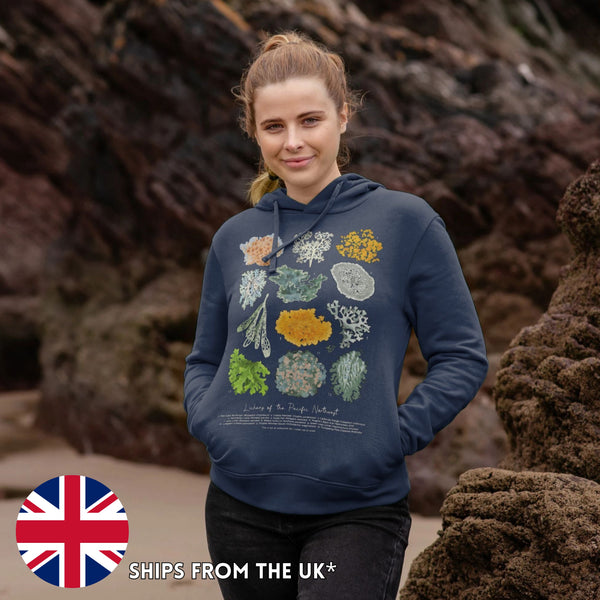 Lichens of the PNW Hoodie (XS-5XL) - 100% Cotton! - Masc & Femme Styles - Eco Friendly