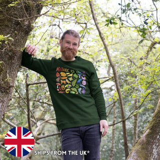 Nature Is Queer Crew Sweatshirt (XS-5XL) - 100% Cotton! - Masc & Femme Styles - Eco Friendly