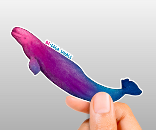 Bi-Luga Whale Sticker - Eco Vinyl - Beluga Bisexual Pride (FREE SHIPPING)