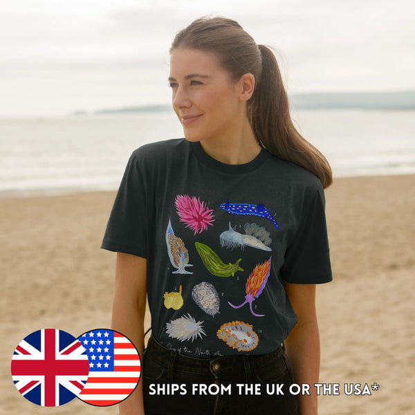 Sea Slugs of the North American Pacific T-Shirt (XS-5XL) - 100% Cotton - Multiple Colours - Masc & Femme Styles - Eco Friendly!