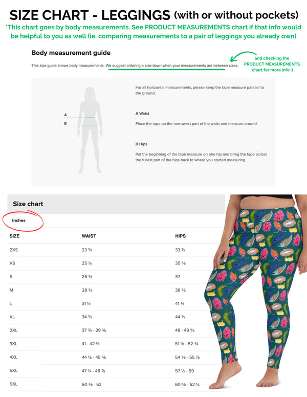 Seaweed UPF Leggings - XXS-6XL - Wearable In Water - With or Without Pockets!! (FREE SHIPPING)