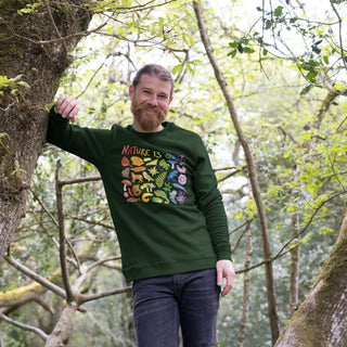 Nature Is Queer Crew Sweatshirt (XS-5XL) - 100% Cotton! - Masc & Femme Styles - Eco Friendly