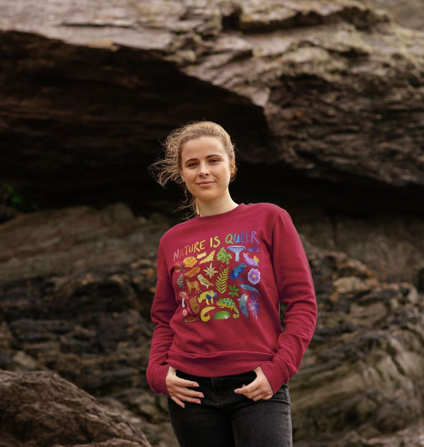 Nature Is Queer Crew Sweatshirt (XS-5XL) - 100% Cotton! - Masc & Femme Styles - Eco Friendly