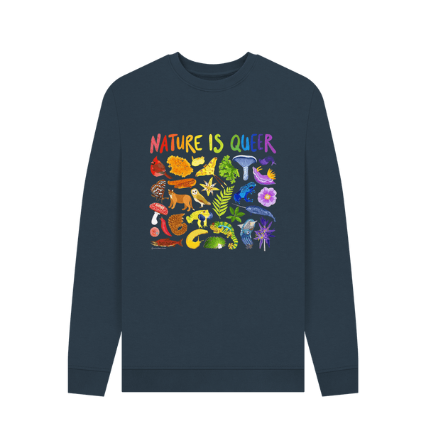 Nature Is Queer Crew Sweatshirt (XS-5XL) - 100% Cotton! - Masc & Femme Styles - Eco Friendly