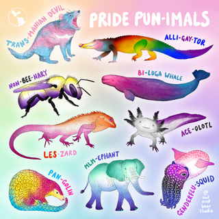 Pride Punimals Print - Punny Animals (Square, Multiple Sizes) - FREE SHIPPING