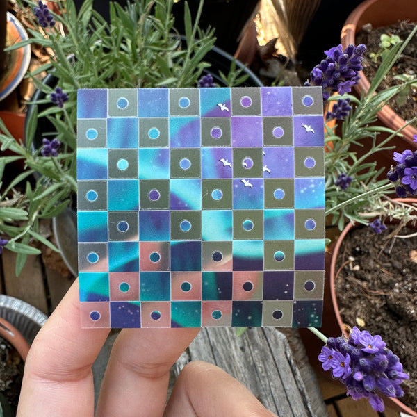 Tactile Aurora Checkers Sticker (Clear Vinyl) - Textured Stim Sticker