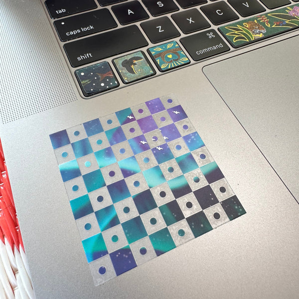 Tactile Aurora Checkers Sticker (Clear Vinyl) - Textured Stim Sticker