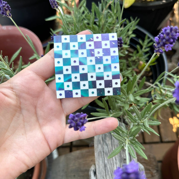 Tactile Aurora Checkers Sticker (Clear Vinyl) - Textured Stim Sticker