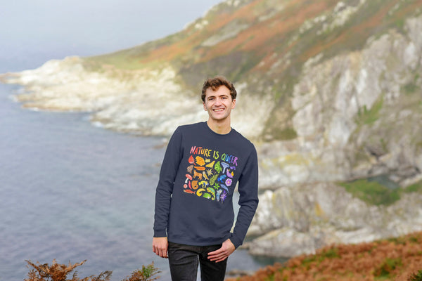 Nature Is Queer Crew Sweatshirt (XS-5XL) - 100% Cotton! - Masc & Femme Styles - Eco Friendly