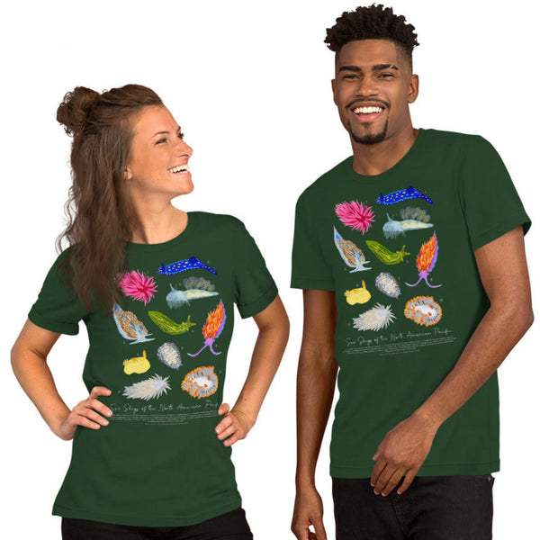 Sea Slugs of the North American Pacific T-Shirt (XS-5XL) - 100% Cotton - Multiple Colours - Eco Friendly!