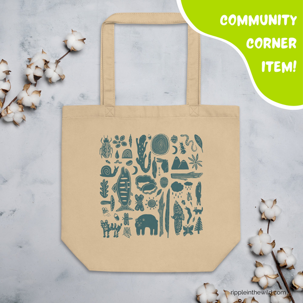 Nature Doodles Eco Tote Bag by Ripple In The Wild - Community Corner Item!