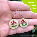 Mushroom Earrings by Monica Short Art (Made from Scotch Broom!) - Community Corner Item!