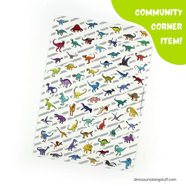 Mini Dinosaurs Sticker Sheet (with 69 Stickers!!) by Dinosaurs Doing Stuff - Community Corner Item! - FREE SHIPPING