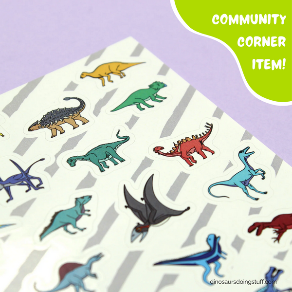 Mini Dinosaurs Sticker Sheet (with 69 Stickers!!) by Dinosaurs Doing Stuff - Community Corner Item! - FREE SHIPPING