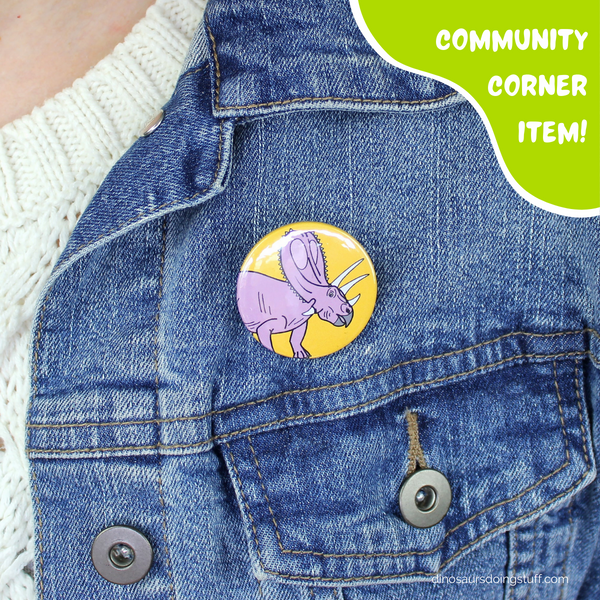 Dinosaur Button Badges (Set of 5!) by Dinosaurs Doing Stuff - Community Corner Item!