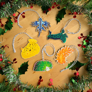 Wooden Sea Slug Ornaments - Set of 5!