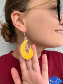 Asymmetrical Banana Slug + Mushroom Earrings (Acrylic)