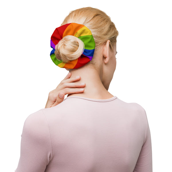 LGBTQ2SIA+ Rainbow Pride Scrunchie w/ Removable Bow - Made from Fabric Offcuts :)