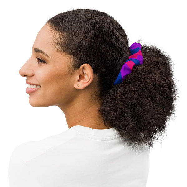 Bisexual Pride Scrunchie w/ Removable Bow - Made from Fabric Offcuts :)