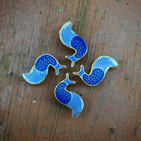 Blue-Grey Taildropper Slug Mini Pin - 25% to Charity! - Prophysaon coeruleum