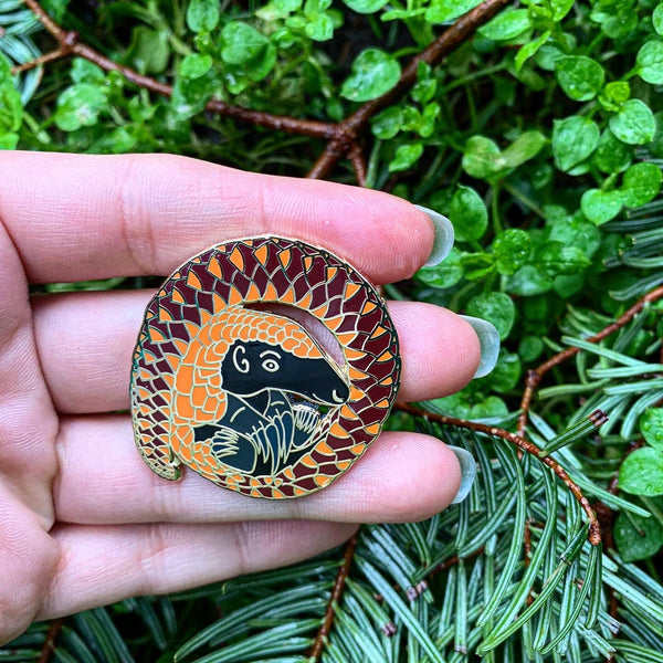Black-Bellied Pangolin Pin - 25% to Charity! - Manis tetradactyla - (***RETIRED***)