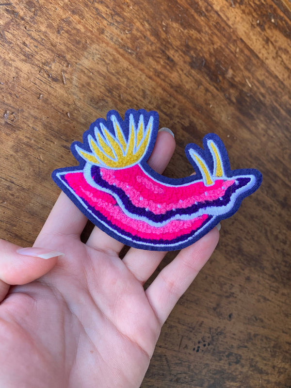Purple Nudibranch Patch - Chenille Style, Iron-On (FREE SHIPPING)