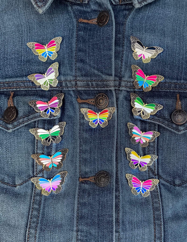 Transgender Pride Butterfly Pin - 25% to Charity! - Trans Butterfly