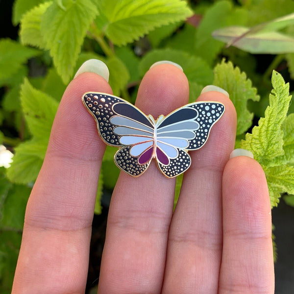Asexual Pride Butterfly Pin - 25% to Charity!
