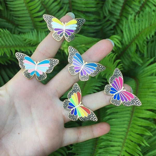 Non-Binary Pride Butterfly Pin - 25% to Charity!