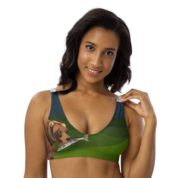 Grizzly Bear & Salmon Bikini (TOP Only) - Recycled Polyester - FREE SHIPPING