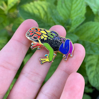 Rainbow Pride Frog Pin - 25% to Charity - Queer-Owned Business! - LGBTQ2SIA+ - LGBTQ - Subtle Progress Gay Pride Flag Hard Enamel Pin