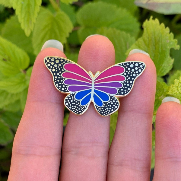 Bisexual Pride Butterfly Pin - 25% to Charity!